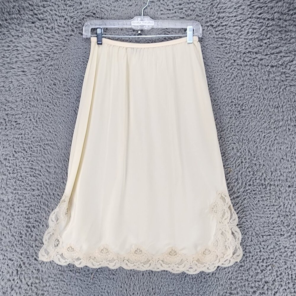 Lady Lynne Intimates Half Slip Womens Large Cream USA Union Made Lace Trim *GUC*